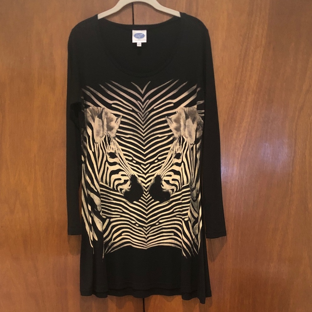 Vintage DG2 by Diane Gilman Tunic – Mirrored Zebras Excellent Condition